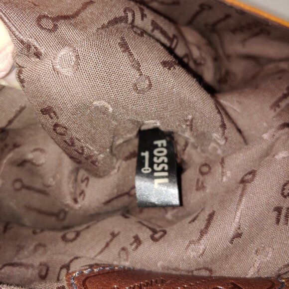 Fossil Long Live Vintage Brown Genuine Leather Messenger Shoulder Bag OS - Picture 6 of 15